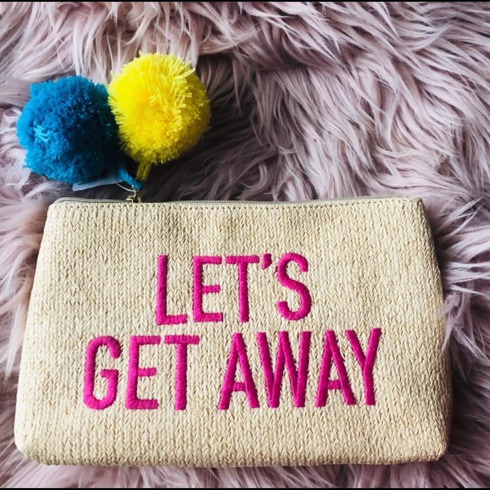 Let’s get away summer Straw cosmetic bag
